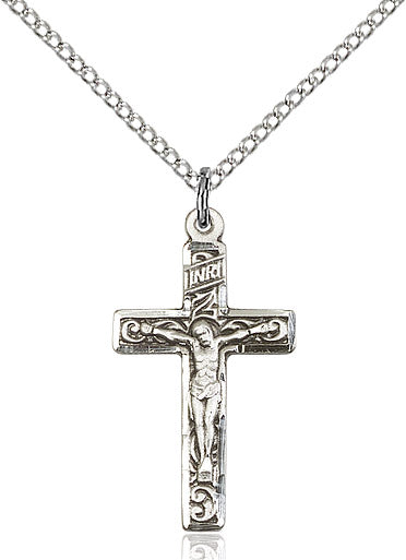 Crucifix Necklace Sterling Silver 18"