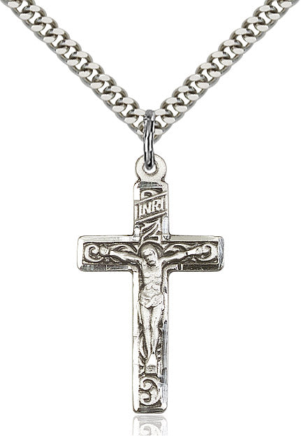 Crucifix Necklace Sterling Silver 24"