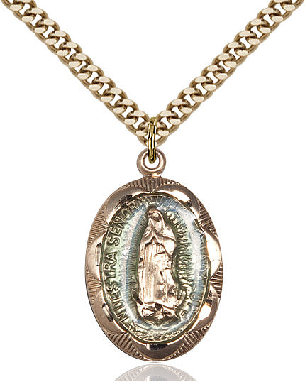 Our Lady of Guadalupe Medal Gold Filled 24"