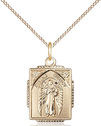 Divine Mercy Necklace Gold Filled 18"