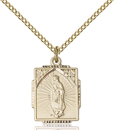 Our Lady of Guadalupe Medal Gold Filled 18"