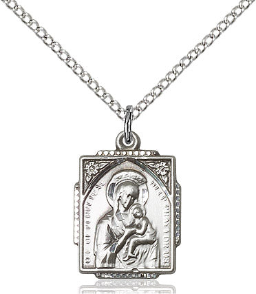 Our Lady of Perpetual Help Medal Sterling Silver 18"