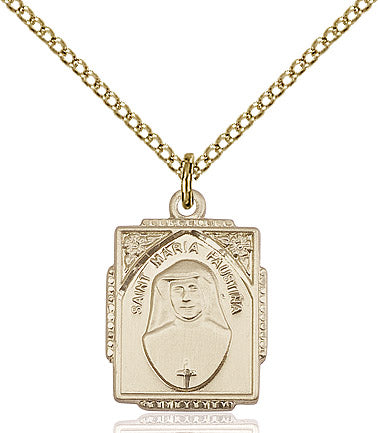 Faustina - St. Maria Faustina Medal Gold Filled 18"