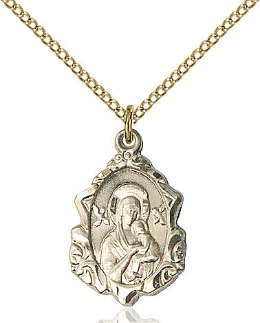 Our Lady of Perpetual Help Medal Gold Filled 18"