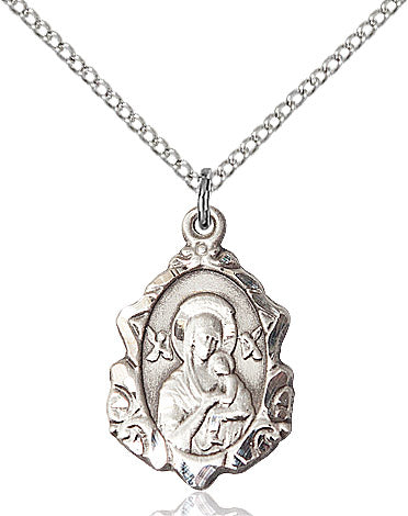 Our Lady of Perpetual Help Medal Sterling Silver 18"