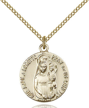 Our Lady of Loretto Medal Gold Filled 18"