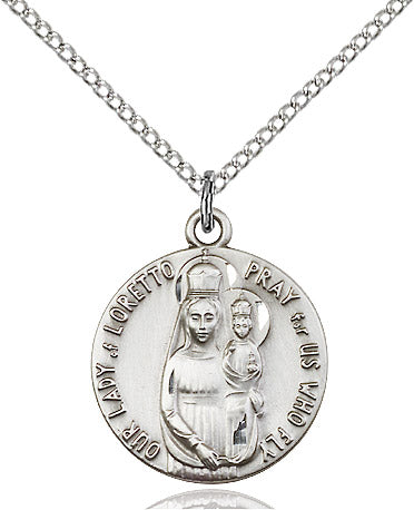 Our Lady of Loretto Medal Sterling Silver 18"