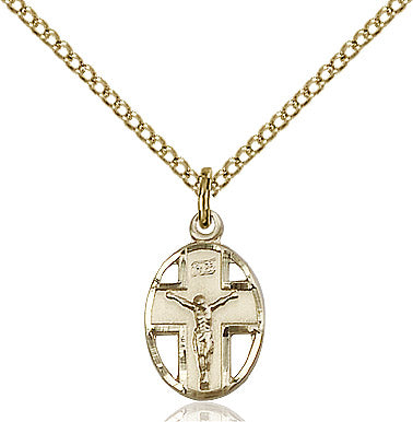 Crucifix Pendant Necklace Gold Filled 18"