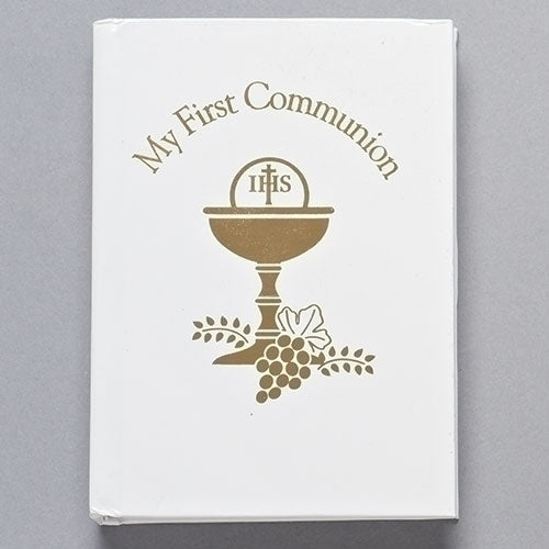 Chalice Communion Book White with Gold 5"H