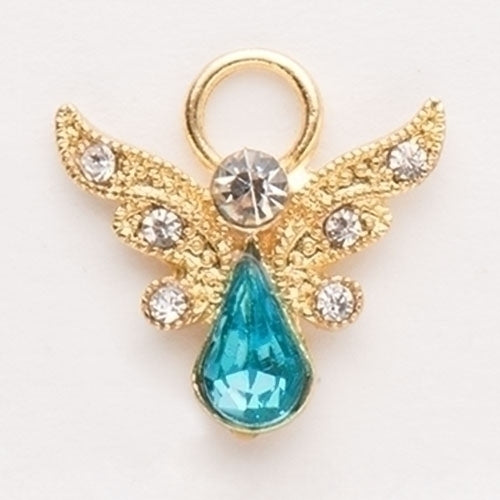 Birthstone March Crystal Angel Pin 1"H