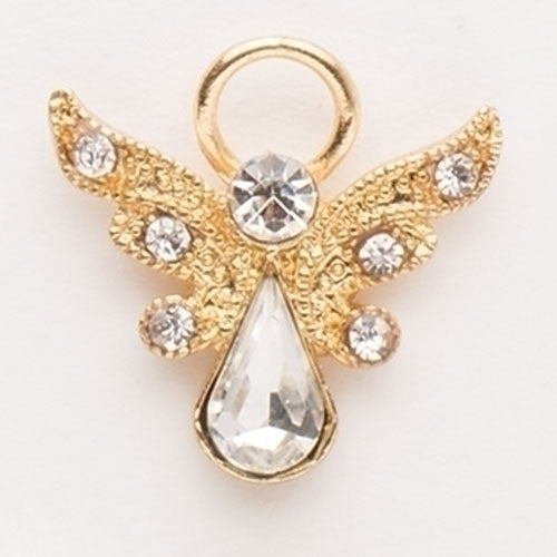 Birthstone April Crystal Angel Pin 1"H
