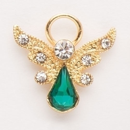 Birthstone May Crystal Angel Pin 1"H