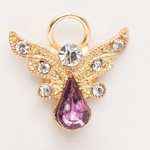Birthstone June Crystal Angel Pin 1"H