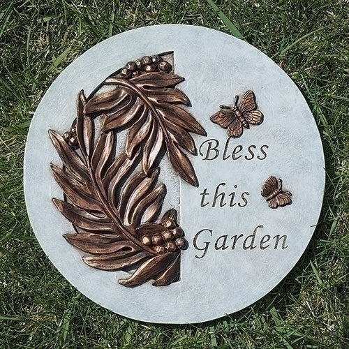 Bless This Garden Round Stepping Stone 9"D