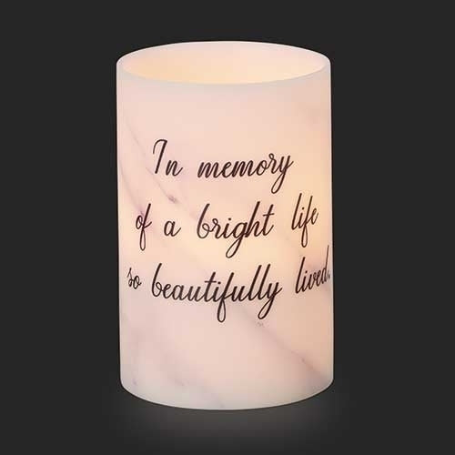 Marble LED Candle with Verse 6"H
