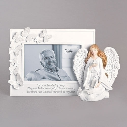 Butterfly Memorial Frame with Angel 6.75"H