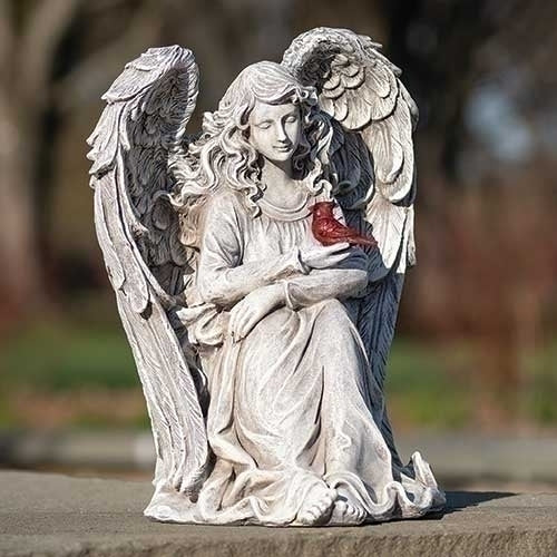  Angel Garden Statue Holding a Floral Wreath, Memorial