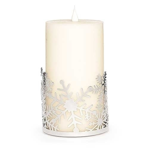 Snowflake Wrap Candle Holder Silver 4"H