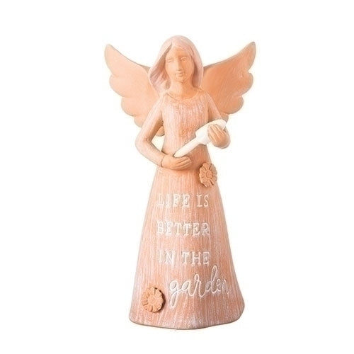 Angel with Garden Hoe Terracotta Figure 4"H