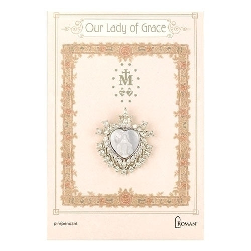 Our Lady of Grace Pin/Pendant Heart 1"H