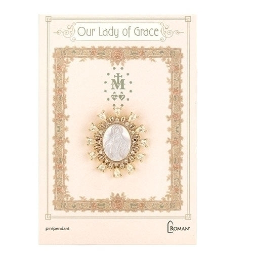 Our Lady of Grace Oval Pin/Pendant 1"H