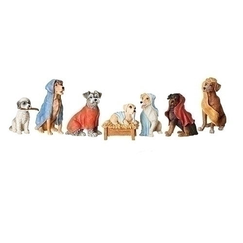 Dog Nativity with Blanket Robes 3.5"H 7pc set