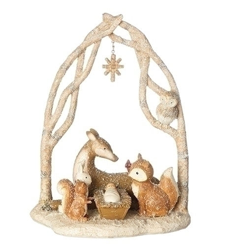 Animal Nativity with Arch and Star Branch 11.5"