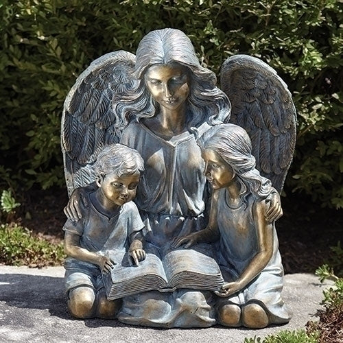 Angel Reading Book to Kids Statue 15.5"H