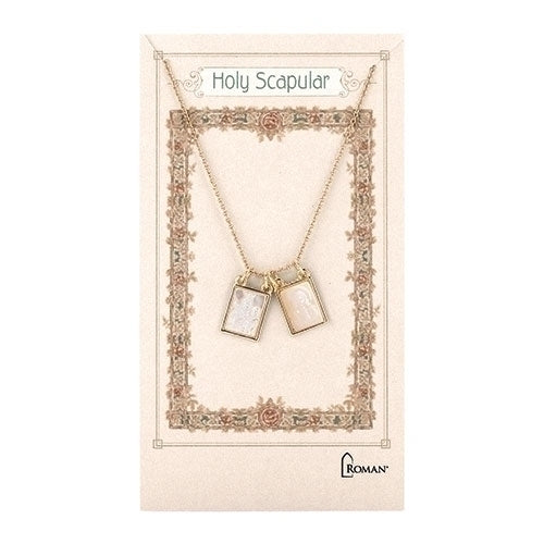 Double Scapular Necklace Gold 18"L