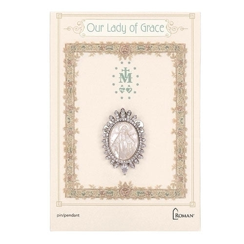 Our Lady of Grace Oval Pin Clear 1.5"H