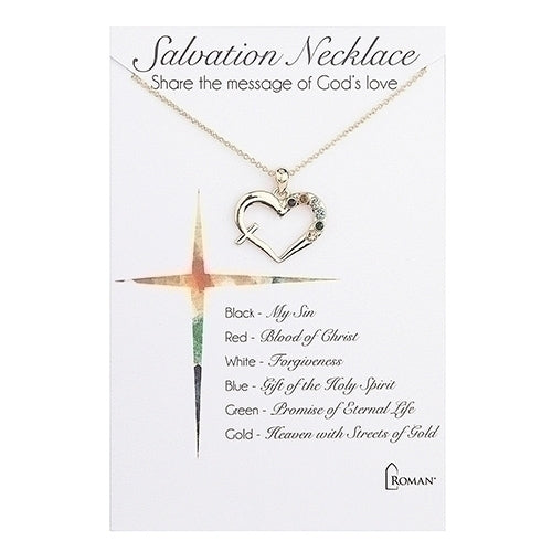 Salvation Heart Necklace Gold 16"L