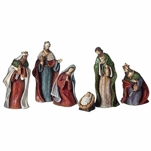 Nativity with Fleur-de-lis Pattern 8"H 6pcs