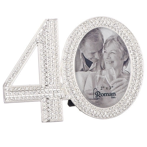40th Anniversary Rhinestone Frame 3.25"H