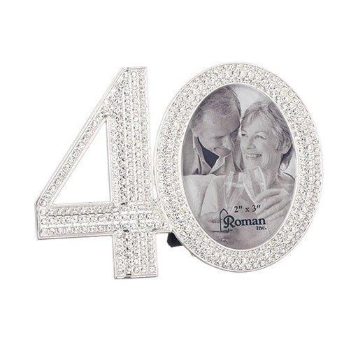 Roman 40th Anniversary Rhinestone Picture Frame 3.25" H