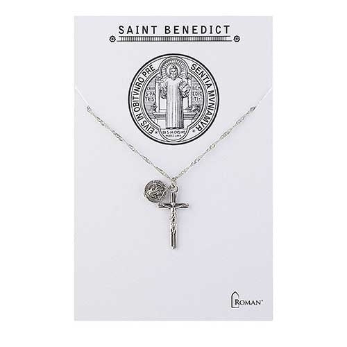 Benedictine Cross Necklace 18"L