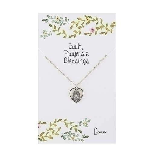 Miraculous Medal Necklace Silver 15"L