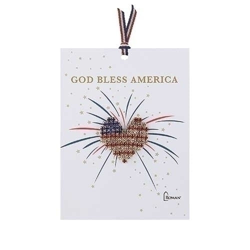 USA Flag Heart Pin 1"H