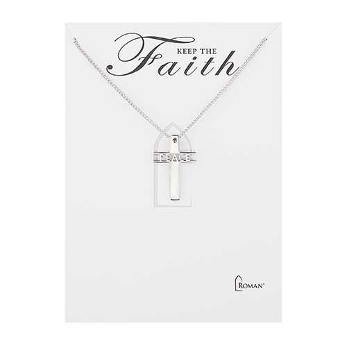 Peace Cross Necklace 18"L