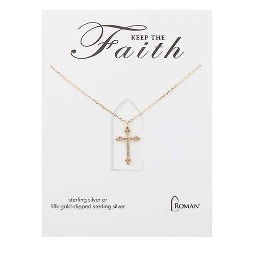 Cross Necklace Gold Dipped Sterling 16"-18"L