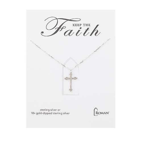 Cross Necklace Sterling Silver 16"-18"L
