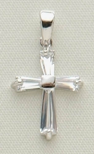 Birthstone April Cross Necklace 15"L