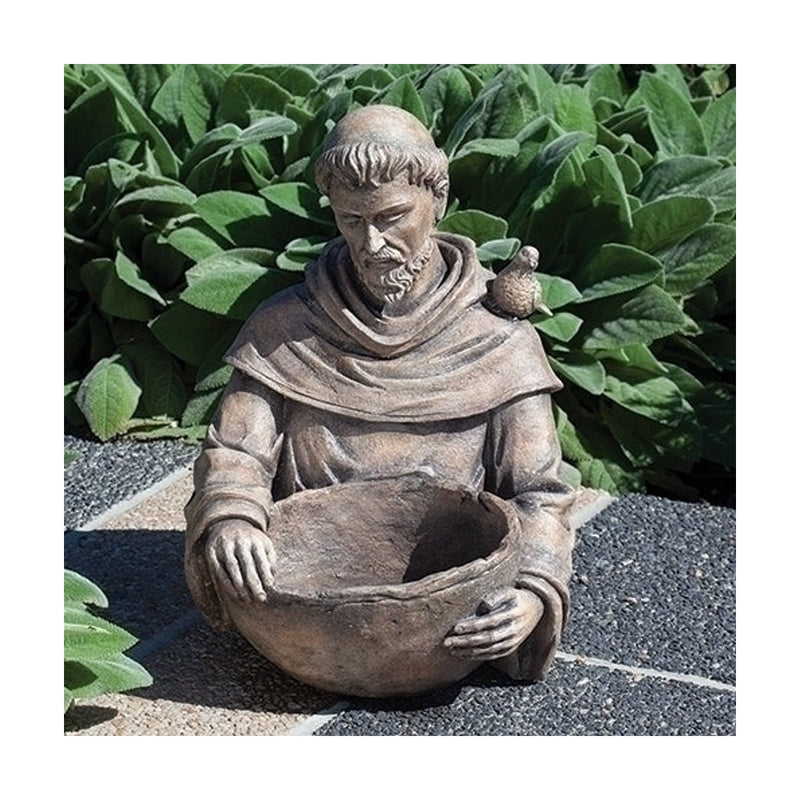Roman St. Francis of Assisi Bird Bath Garden Statue 19" H