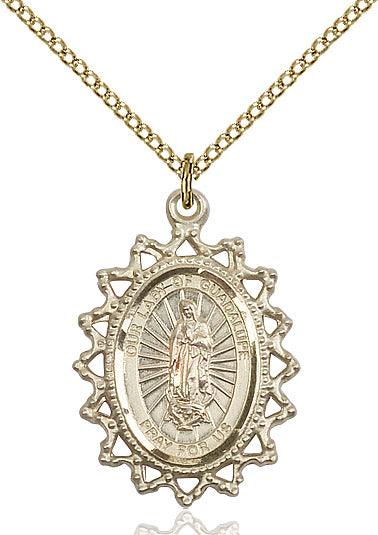Our Lady of Guadalupe Medal Gold Filled 18"