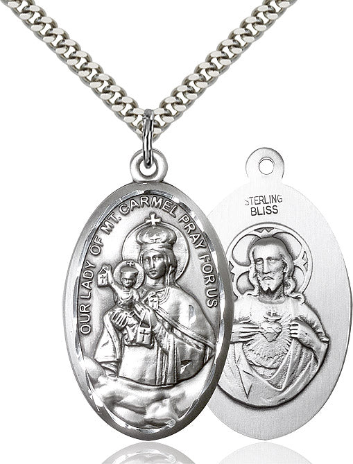 Our Lady of Mount Carmel Medal Sterling Silver 24"