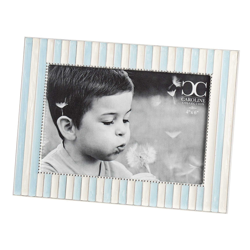 Blue and Ivory Stripe Frame 5.25"H