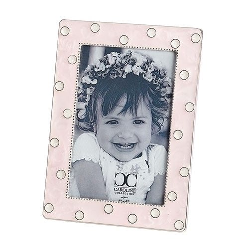 Polka Dot Frame Pink 7.25"H