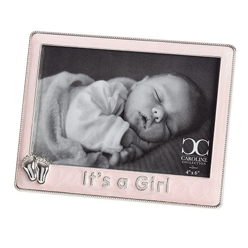 It's a Girl Pink Frame with Feet 5"H