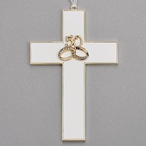 50 Rings Anniversary Wall Cross 7.25"H