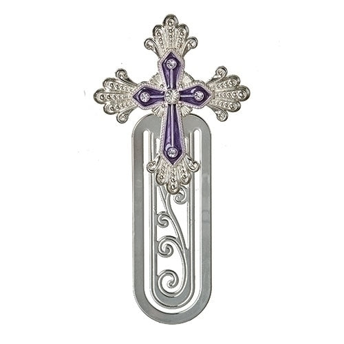 Birthstone February Cross Bookmark 4"H