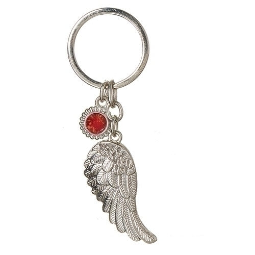 Birthstone January Angel Wing Keychain 3.75"L